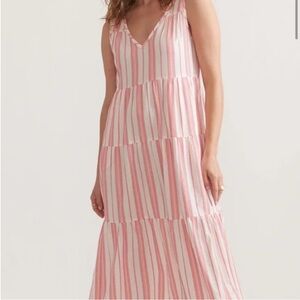 Marine Layer Pink and Cream Maxi Dress